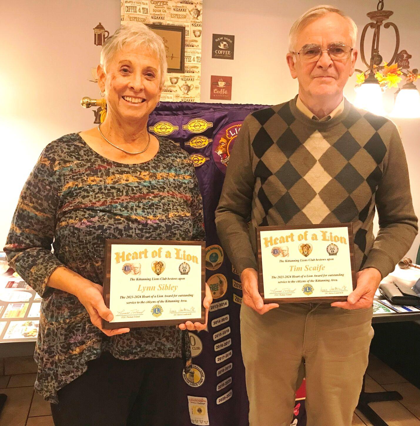 Heart of a Lion Award presented at the Kittanning Lions Club November