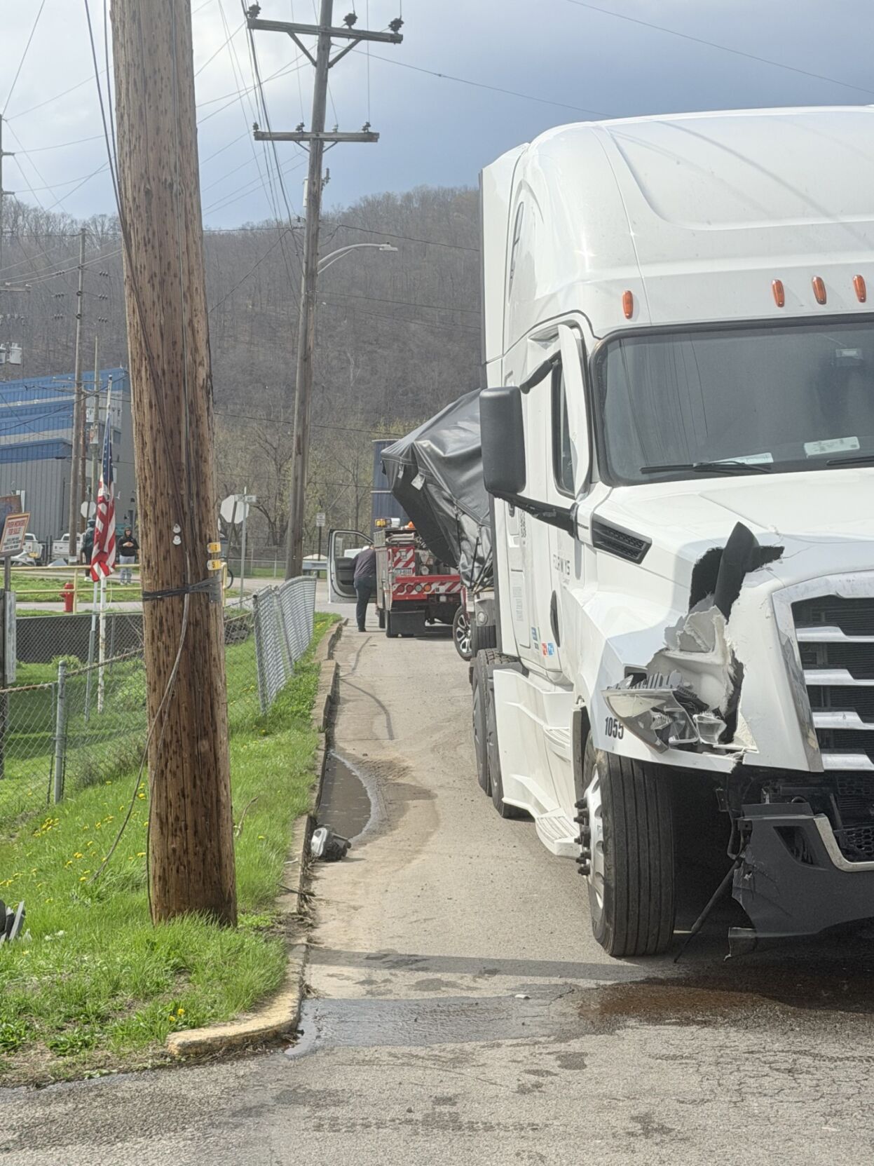 Semi-tractor-trailer truck strikes utility pole in Manor Township ...