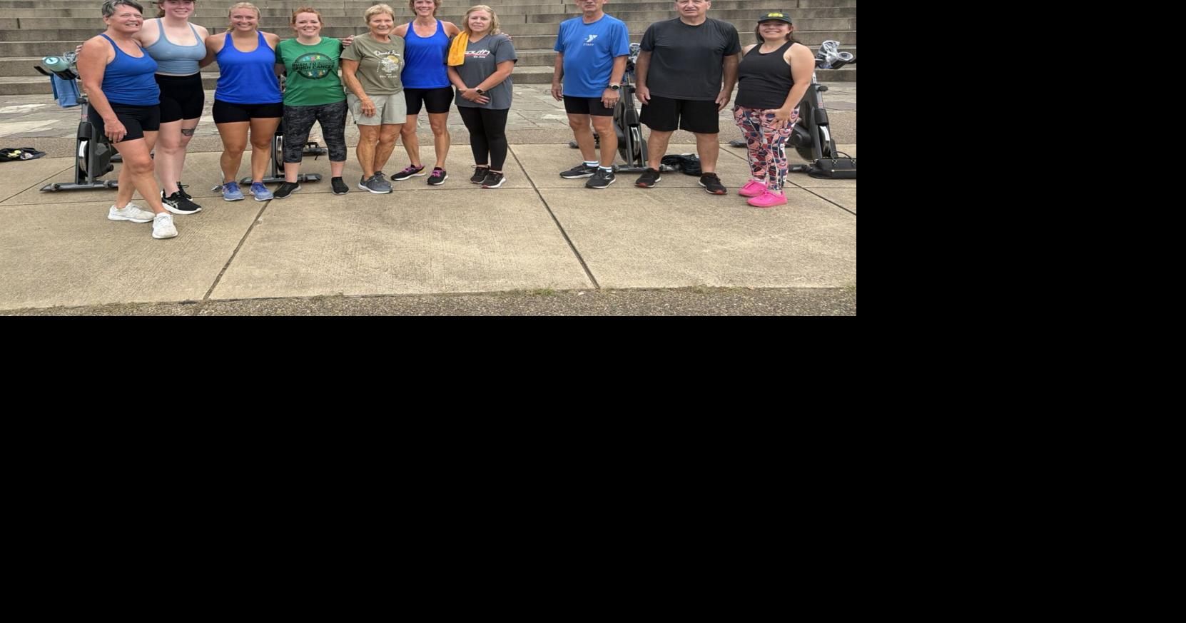 RGS YMCA holds spin class outdoors at amphitheater