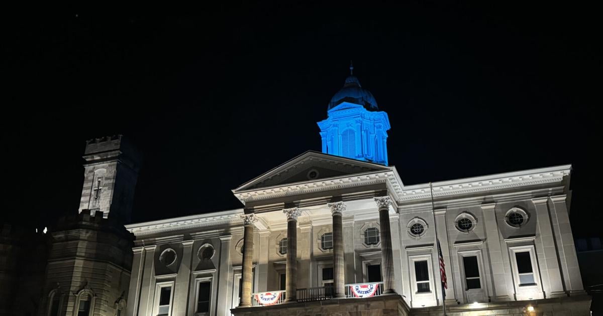 The Armstrong County Courthouse lights teal for Tourette awareness for The Armstrong County Courthouse lights teal for Tourette awareness for