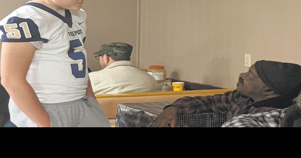 FAHS football players visit Mechling Shakley Veterans Center Front