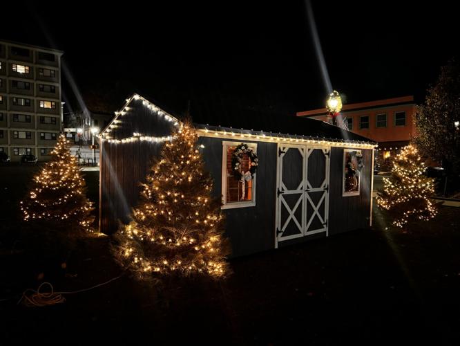Lot next to Rosebud Mining Co. along Market Street decorated for