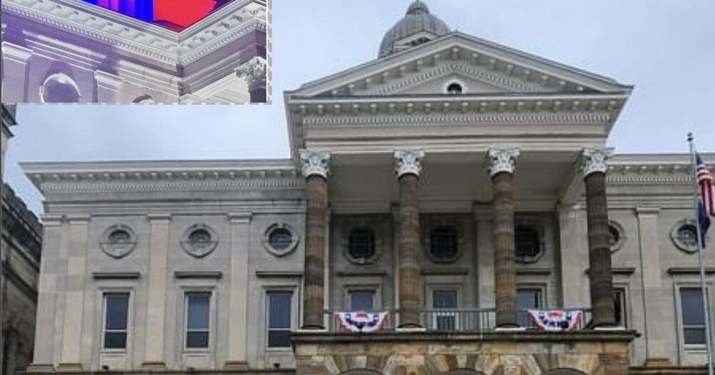 Armstrong County Courthouse Cupola decked out for the 4th of July
