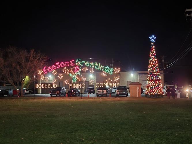 Christmas tree stands alighted by Rosebud Mining Co. for Kittanning