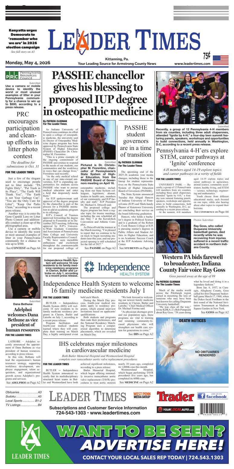 Page A1 | e-Edition | leadertimes.com