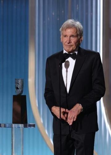 US actor Harrison Ford accepts the SAG-AFTRA Life Achievement Award