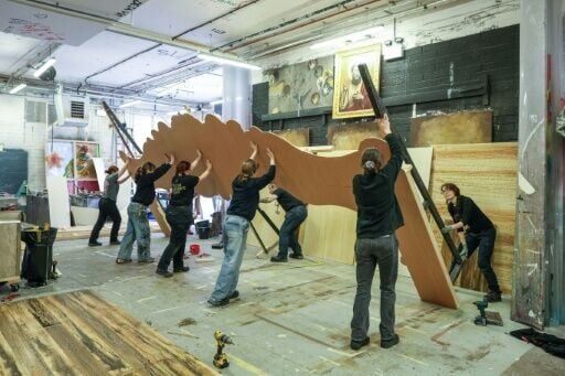 Set designers work at the Lir Academy in Dublin, which has been fostering the talents of drama students, many of whom are now gaining Hollywood recognition