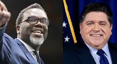 Brandon Johnson and JB Pritzker