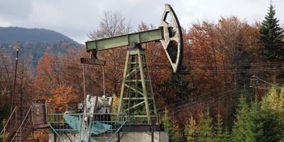 old oil pump in the Carpathian Mountains