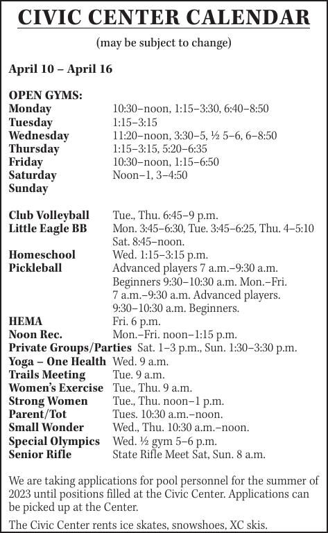 Civic Center Calendar | Sports | lewistownnews.com