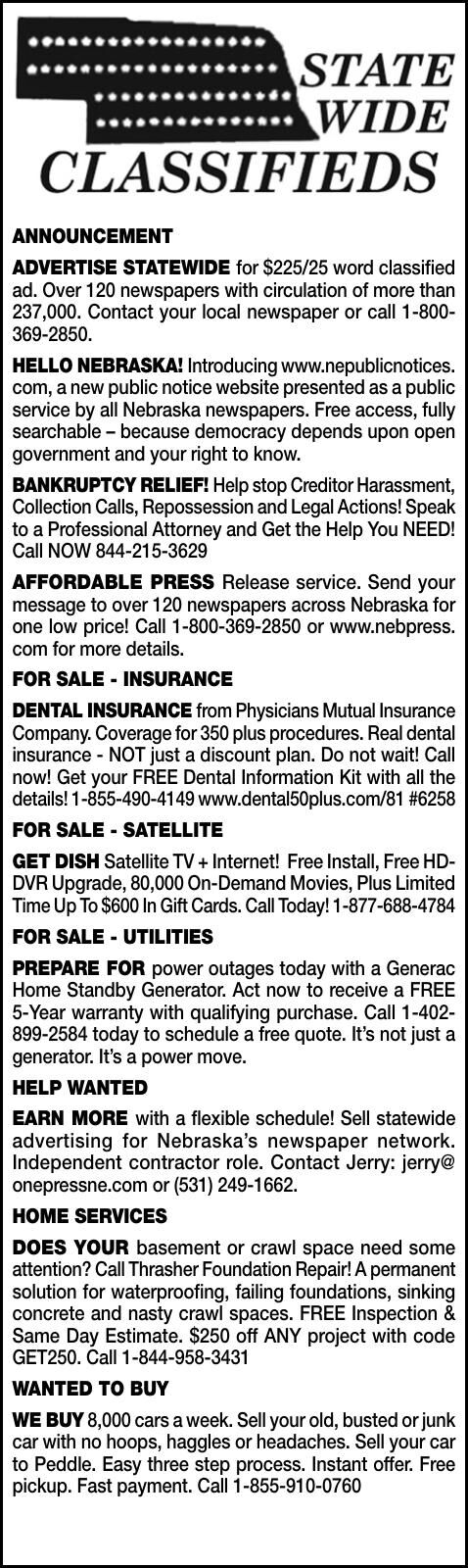 STATEWIDE CLASSIFIEDS - Ad from 2026-05-23