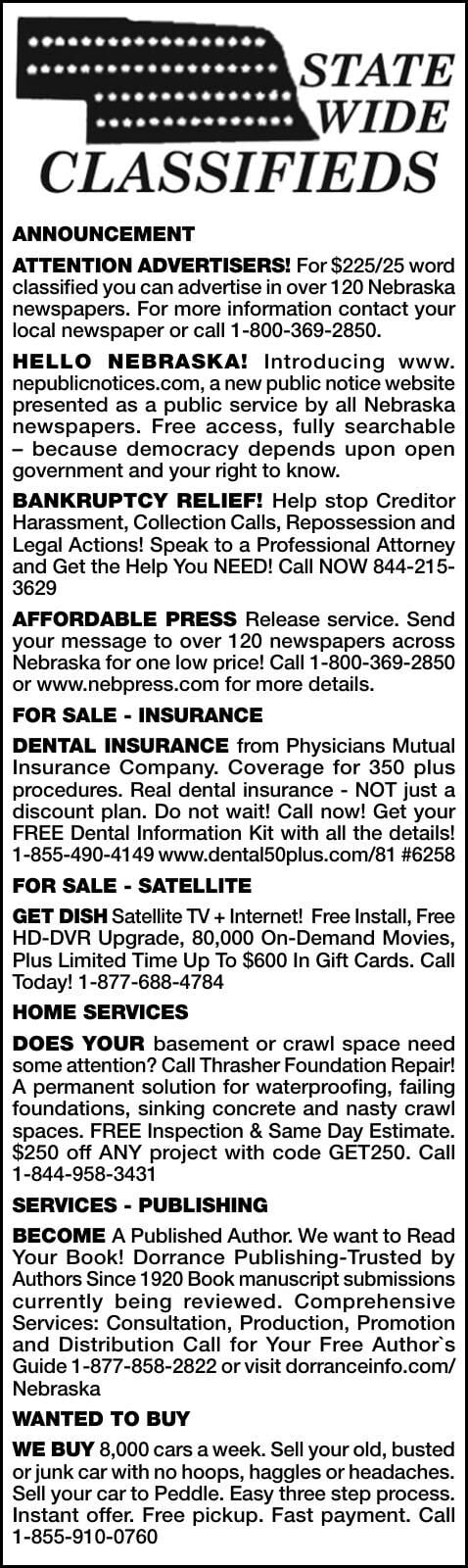 STATEWIDE CLASSIFIEDS - Ad from 2026-06-20