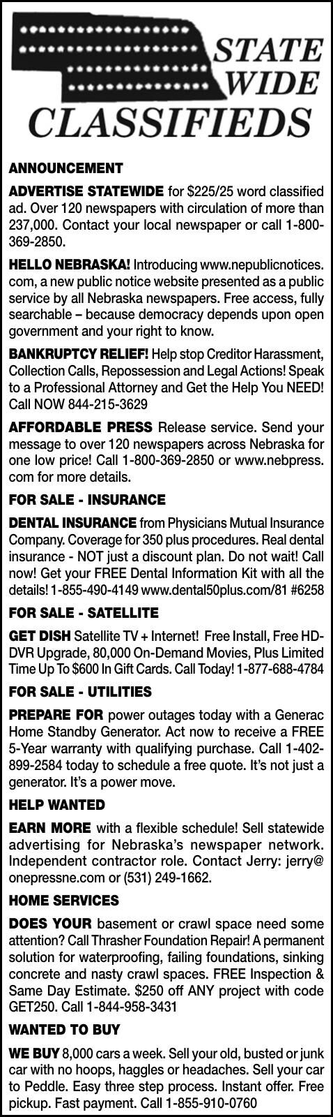 STATEWIDE CLASSIFIEDS - Ad from 2026-05-30