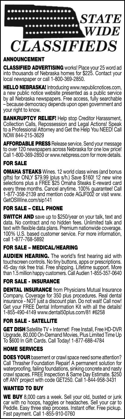 STATEWIDE CLASSIFIEDS - Ad from 2026-08-08