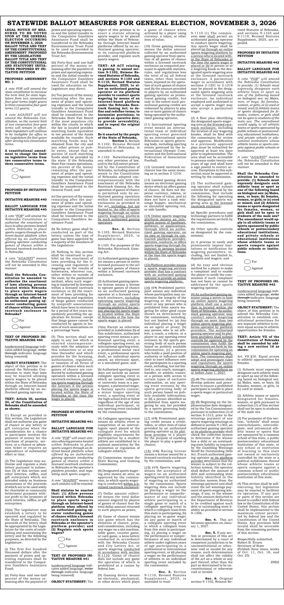 NEBRASKA PRESS ASSOC / LEX - Ad from 2026-10-20