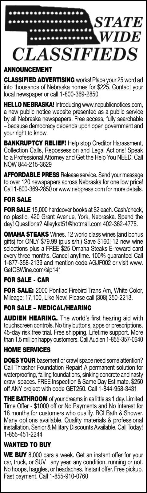 STATEWIDE CLASSIFIEDS - Ad from 2026-09-12