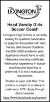 LEXINGTON PUBLIC SCHOOLS - Ad from 2024-05-18