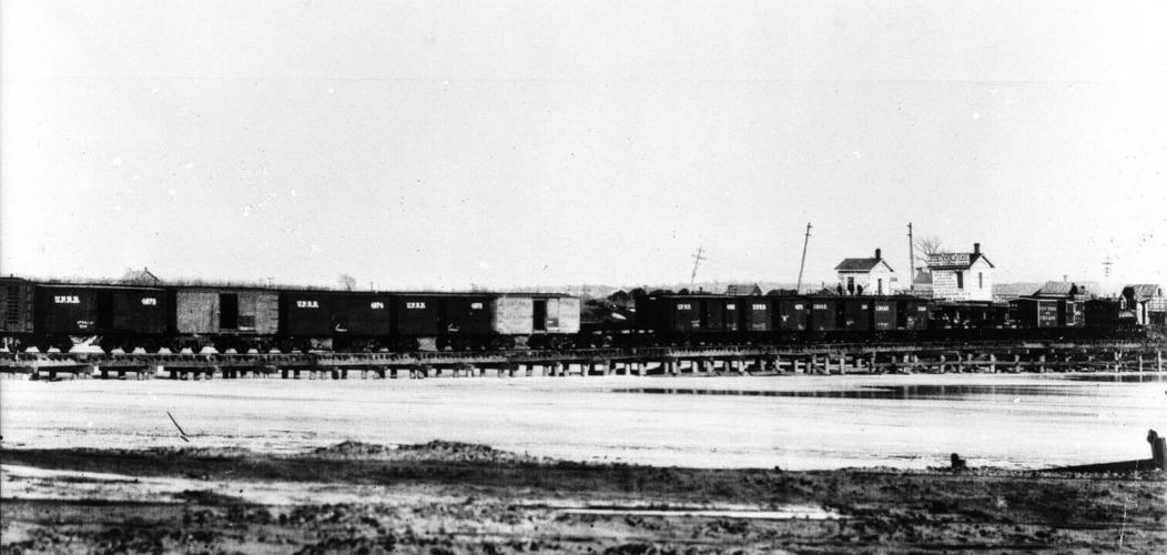 Railroad ice bridge c1870