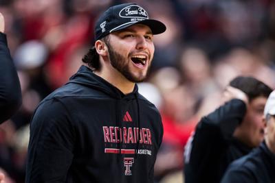 Future Texas Tech quarterback Brendan Sorsby shouts during the first half of the game between the Houston Cougars and the Texas Tech Red Raiders at United Supermarkets Arena on Jan. 24, 2026, in Lubbock, Texas.