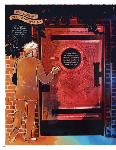 A page from the graphic novel“ A Total Work of Art: The Story of Edgar Miller” by Hannah Dykstra and Jeff Kruse, published in June 2026 by the Chicago- based Edgar Miller Legacy.