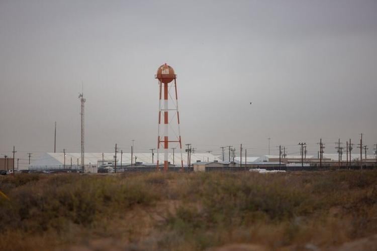 Camp East Montana, an ICE immigration detention center, is pictured from a distance.