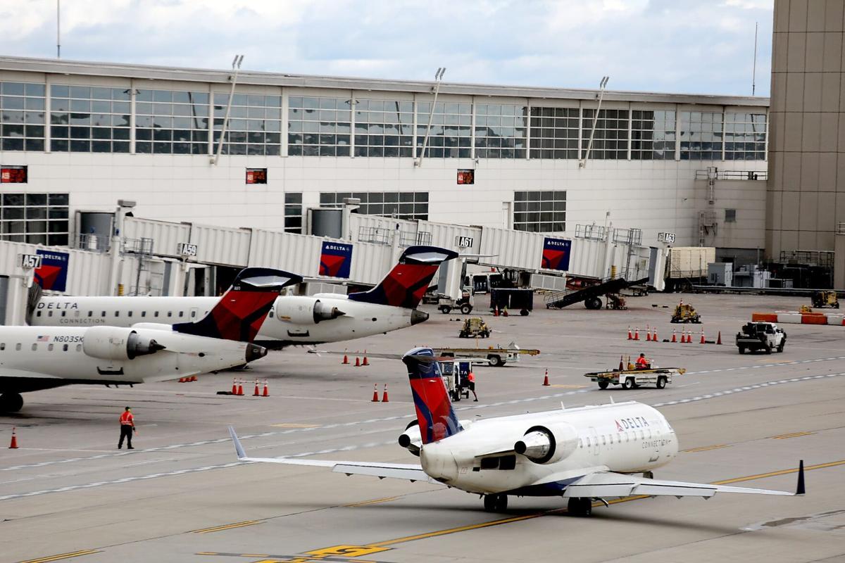 Delta Air Lines planes at the McNamara terminal at the Detroit Metropolitan Airport in Romulus on Wednesday, Sept. 26, 2018.