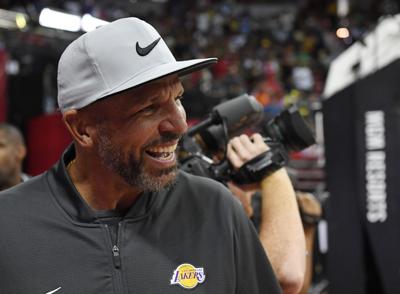Assistant head coach Jason Kidd of the Los Angeles Lakers attends a game between the Lakers and the LA Clippers during the 2019 NBA Summer League at the Thomas & Mack Center on July 6, 2019 in Las Vegas, NV.