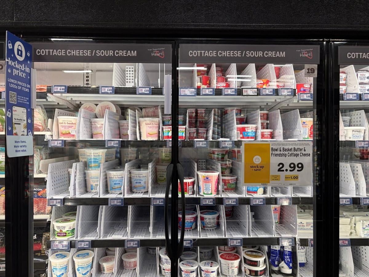 Cottage cheese stock at the ShopRite in Bloomfield. Most brands are sold out completely.