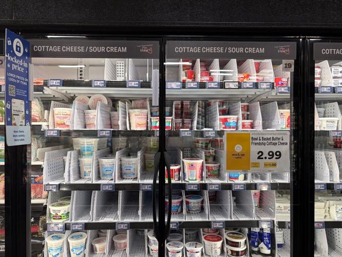 Cottage cheese stock at the ShopRite in Bloomfield. Most brands are sold out completely.