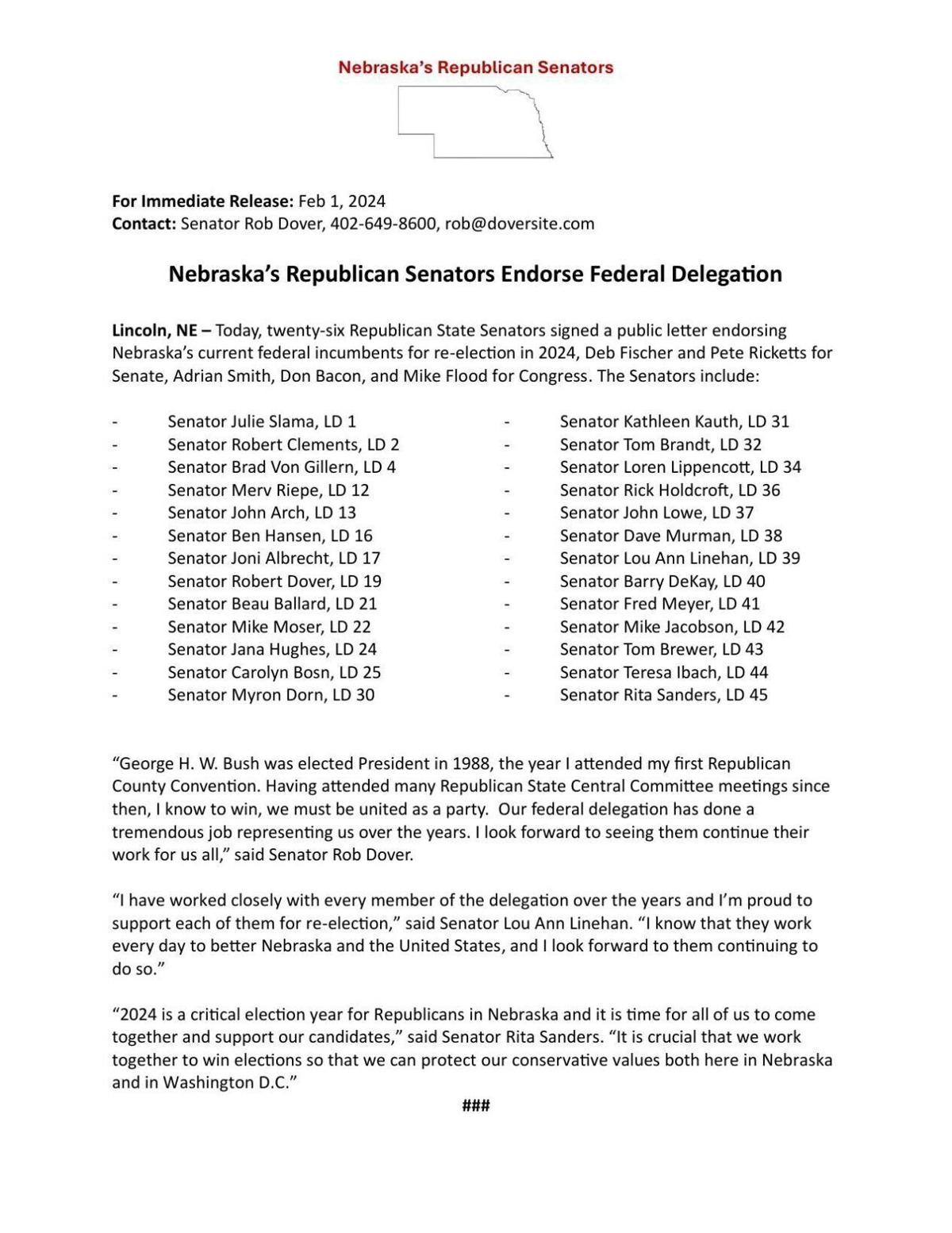 Dover endorsement letter