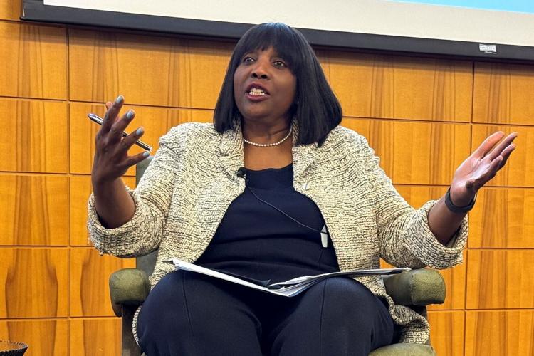 Federal Reserve Governor Lisa Cook speaks at the Stanford Institute of Economic Policy Research in Palo Alto