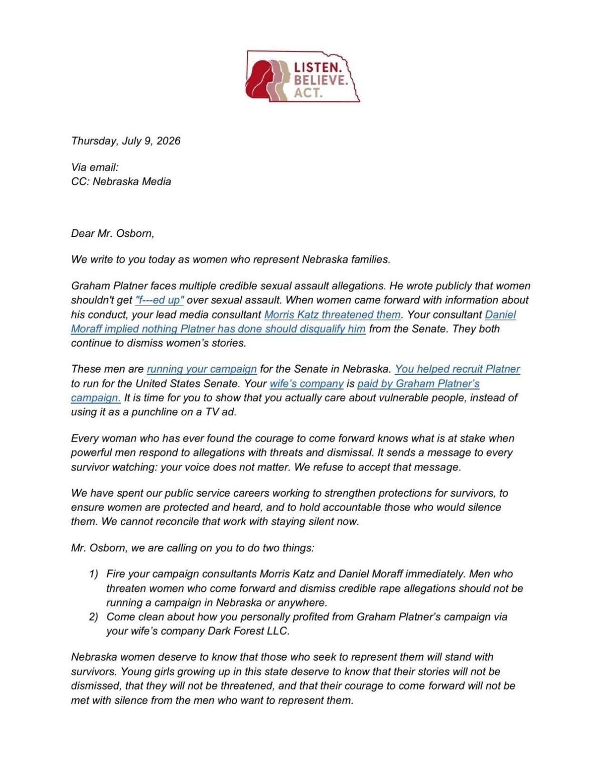 Osborn letter from GOP in Nebraska Legislature