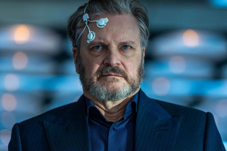 Colin Firth plays the head of a shady agency who uses alien technology for nefarious purposes in "Disclosure Day."