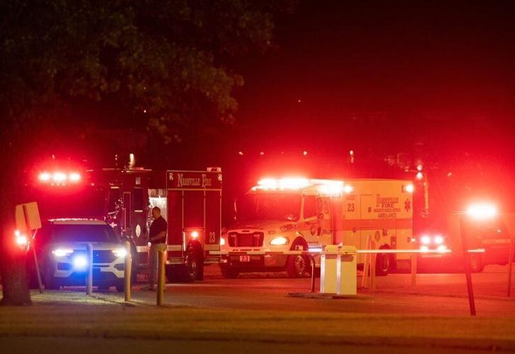 Emergency vehicles arrive at Riverbend Maximum Security Institution Wednesday, Sept. 30, 2026. It is unknown if they were for Christa Pike who was being given a lethal injection. Pike had not been declared dead when the witnesses were asked to leave the...