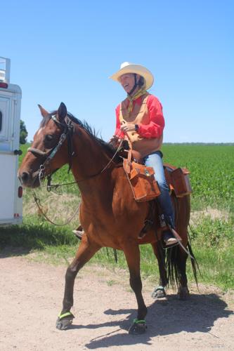Marlene Ronnfeld takes off on her leg of the Pony Express Re-ride