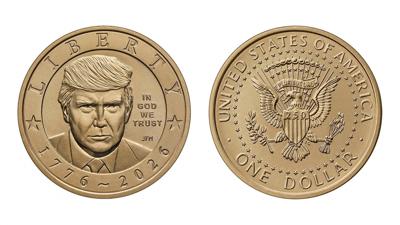 Handout image of a new coin, featuring U.S. President Donald Trump