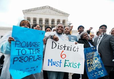 People rally outside the U.S. Supreme Court following arguments heard in Louisiana v. Callais on March 24, 2025. On April 29, 2026, the nation's highest court struck down a Louisiana congressional map that a group of voters who describe themselves as “n...