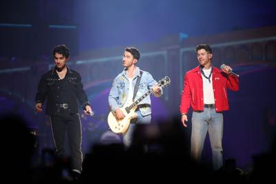 Jonas Brothers perform at Fiserv Forum in Milwaukee on Sunday, Oct. 12, 2025.