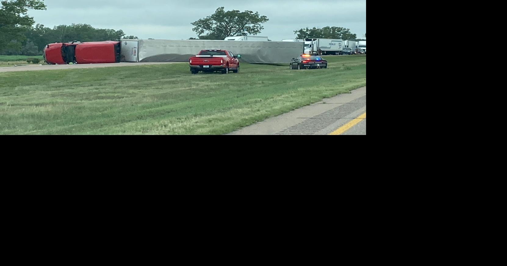I80 traffic comes to a standstill outside of Gothenburg due to semi