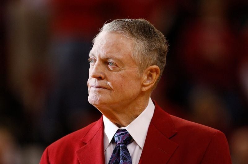 Feb 19, 2011; Lincoln, NE, USA; Nebraska Cornhuskers athletic director Tom Osborne was on the court prior to the game against the Texas Longhorns at the Bob Devaney Sports Center. Nebraska won 70-67. Mandatory Credit: Bruce Thorson-USA TODAY Sports