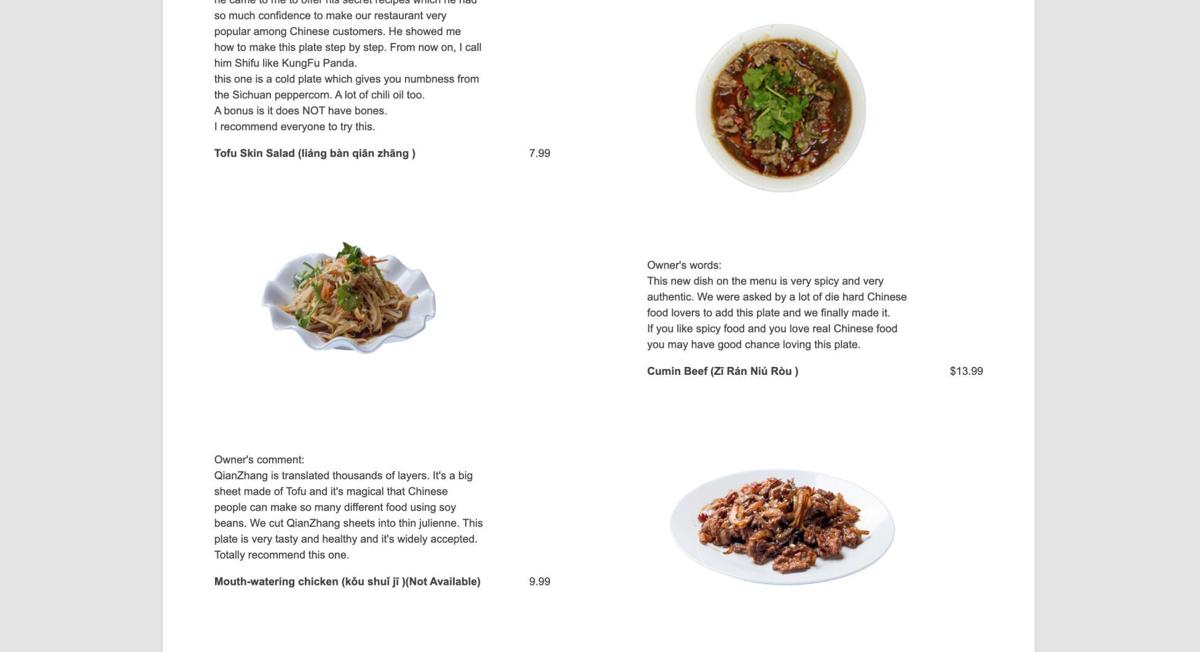 This restaurant's menu offers bluntly honest descriptions of the dishes