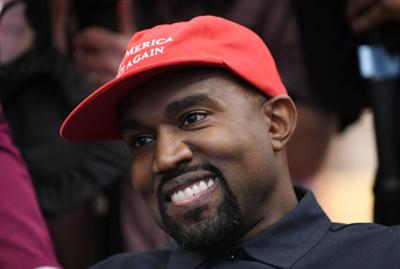 Kanye West looks on in the Oval Office of the White House during a meeting with President Donald Trump on October 11, 2018, in Washington, D.C..