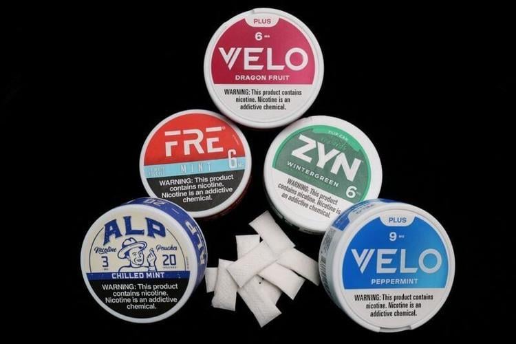 Packages of nicotine pouches in a photo illustration in New York City