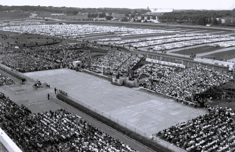 Billy Graham 1964 crusade at Ak-Sar-Ben aerial view