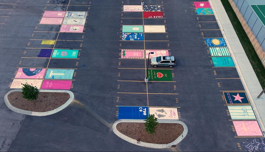 Pius X painted parking lot