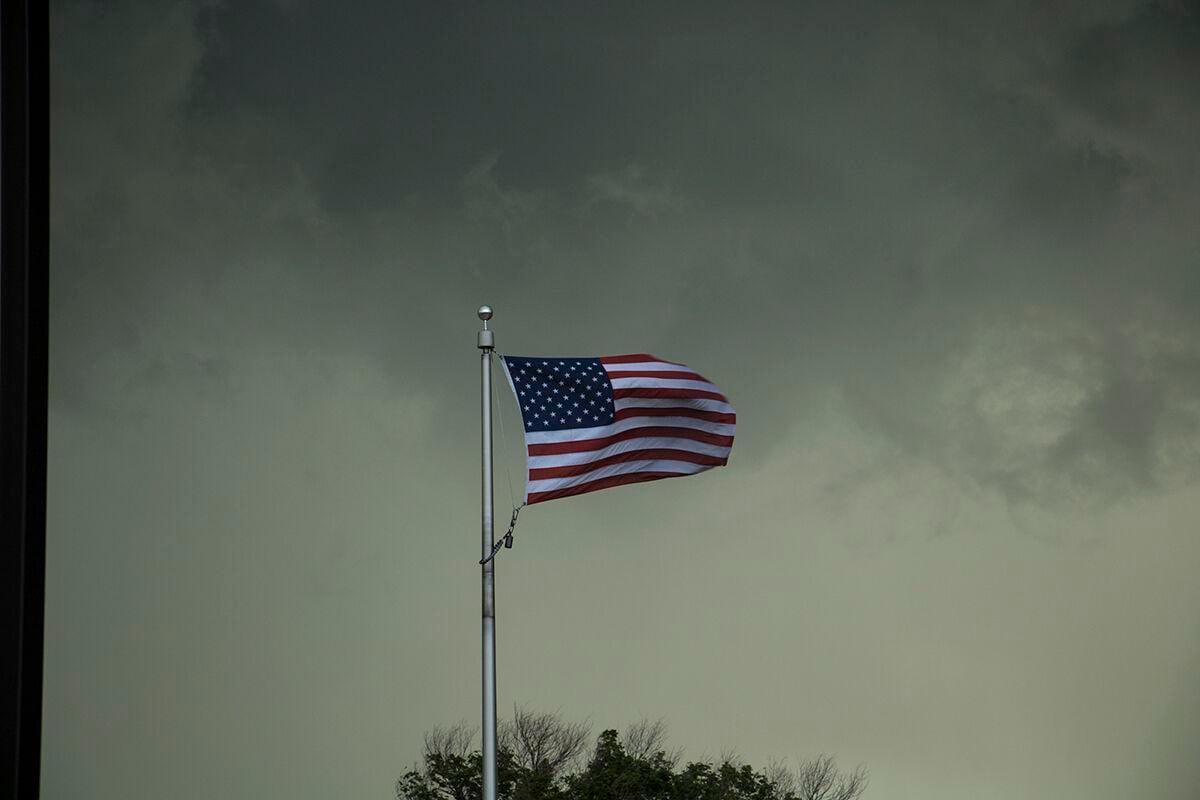 Flag in storm