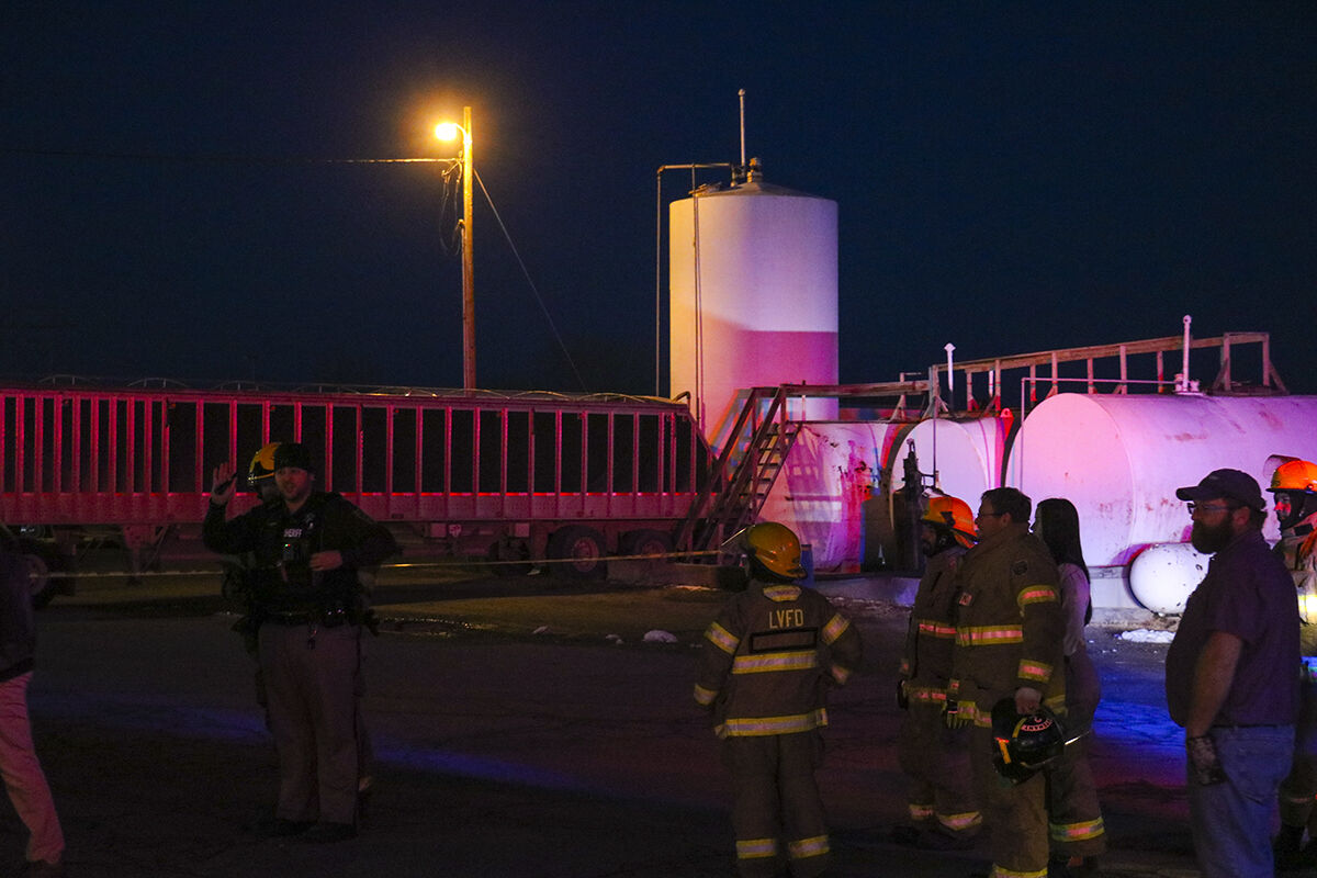 Semi rolls into fuel tank