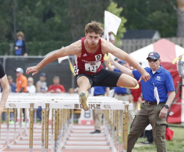 Evan Johnson in the 110-meter hurdle finals
