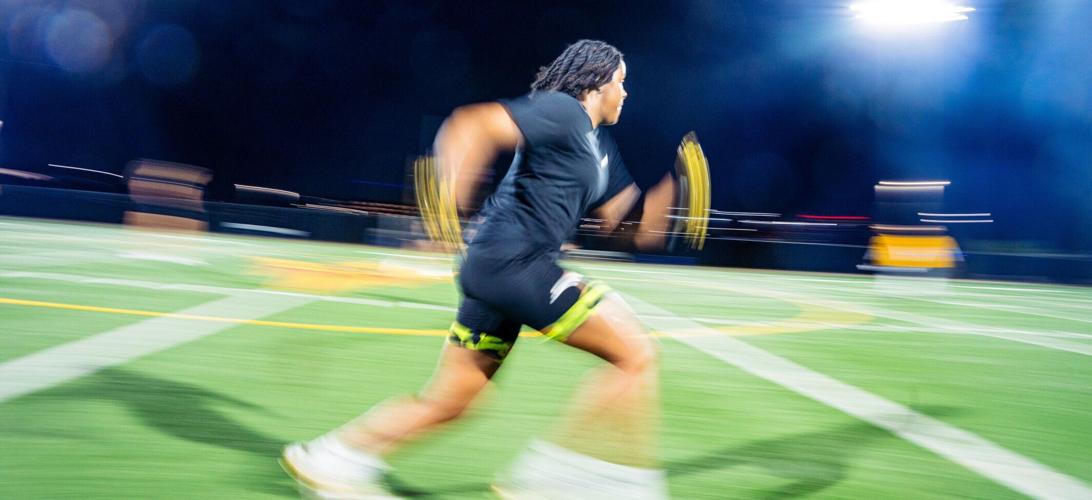 Arizona State's Sierra Smith, who founded the Sun Devils' club women's flag football team, runs a route during a practice in 2026.