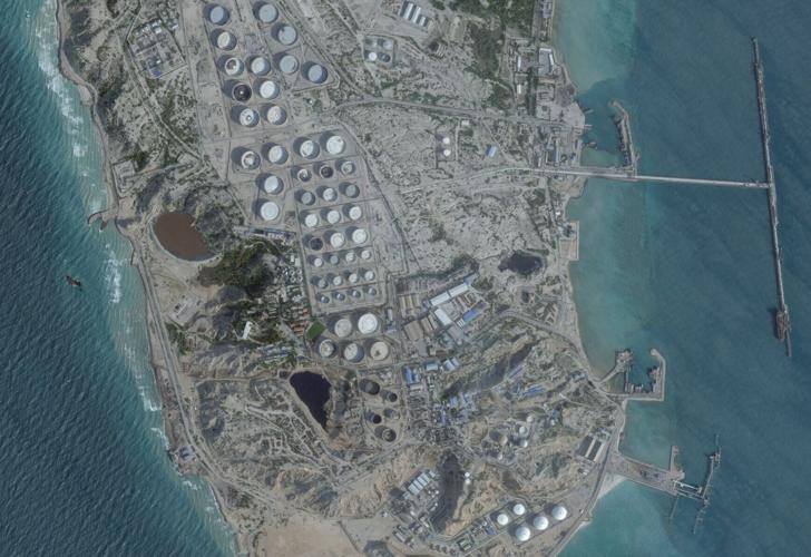 FILE PHOTO: A satellite image shows an oil terminal, in Kharg Island